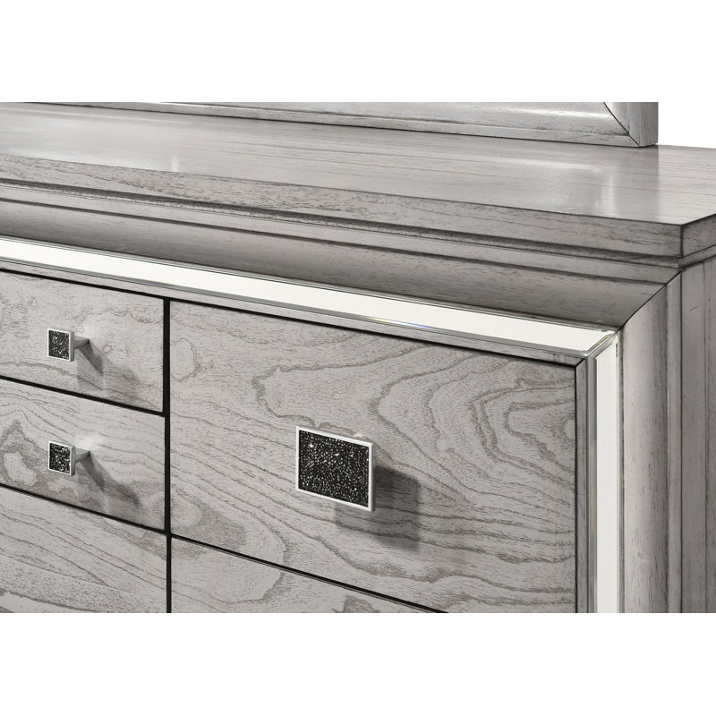 Ensemble de chambre à coucher tapissier à panneau Iy Grey, Grand