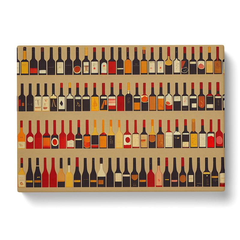 Wine Bottle Art Retro Vol.2 - Wrapped Canvas, 50cm H x 76cm W x 3cm D