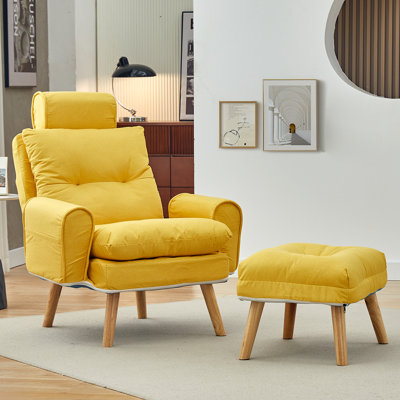 Upholstered Accent Chair with Footstool