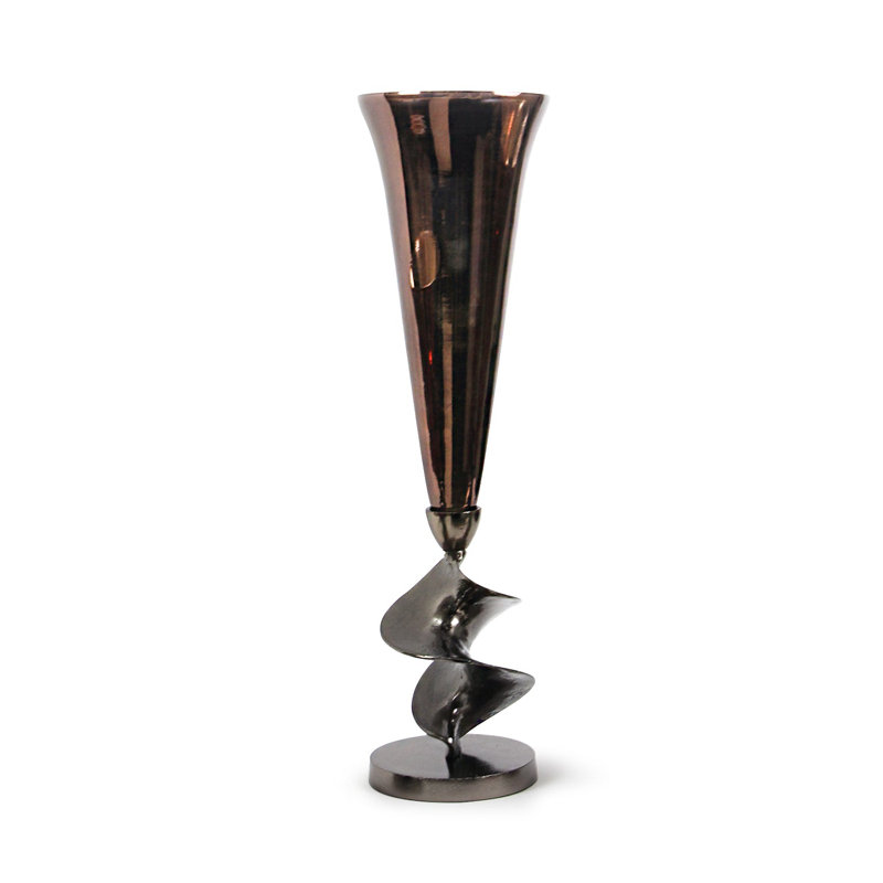 Celeste Trumpet Display Vase with Aluminum Base, 24" H x 7" W x 7" D