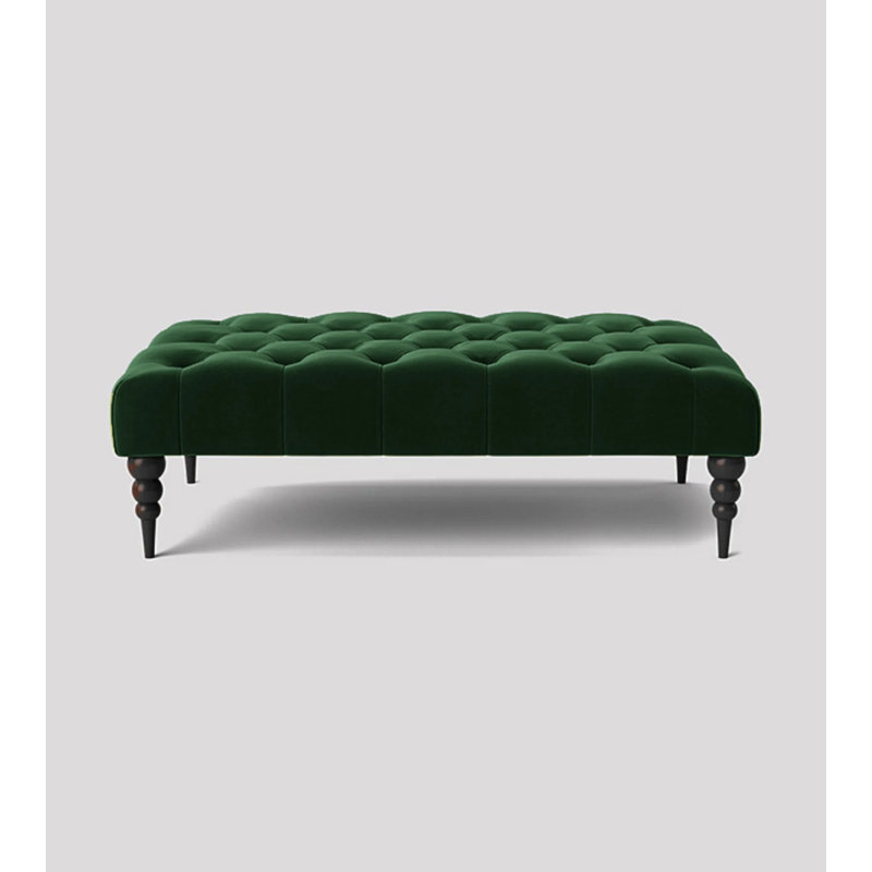 Alyana Rectangle Ottoman Bench with Wooden Legs - Plush Velvet Chesterfield Upholstered Footstool, 35cm H x 120cm W x 50cm D