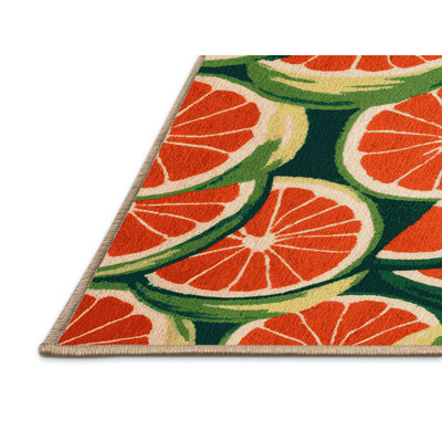 Washable Pomelo Fruits Area Rug