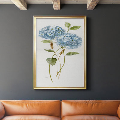 Petite hydrangée bleue II, reproduction encadrée de qualité supérieure - prête à être accrochée
