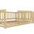 77" Twin Size Floor Bed With Slats, Montessori Floor Bed With Fence And Door, Kids Montessori Bed Twin Size, Wood Montessori Floor Bed For Kids, Girls, Boys(Twin Natural)-1206728752