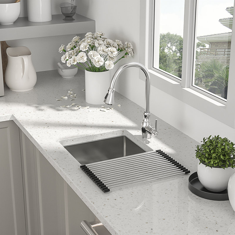 Évier de cuisine à simple cuve encastrable en acier inoxydable 13 po L