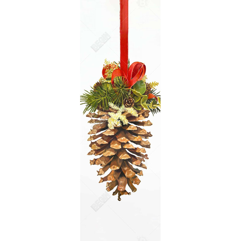 Christmas pine cone - 24"x24" Framed canvas, 48" H x 16" W