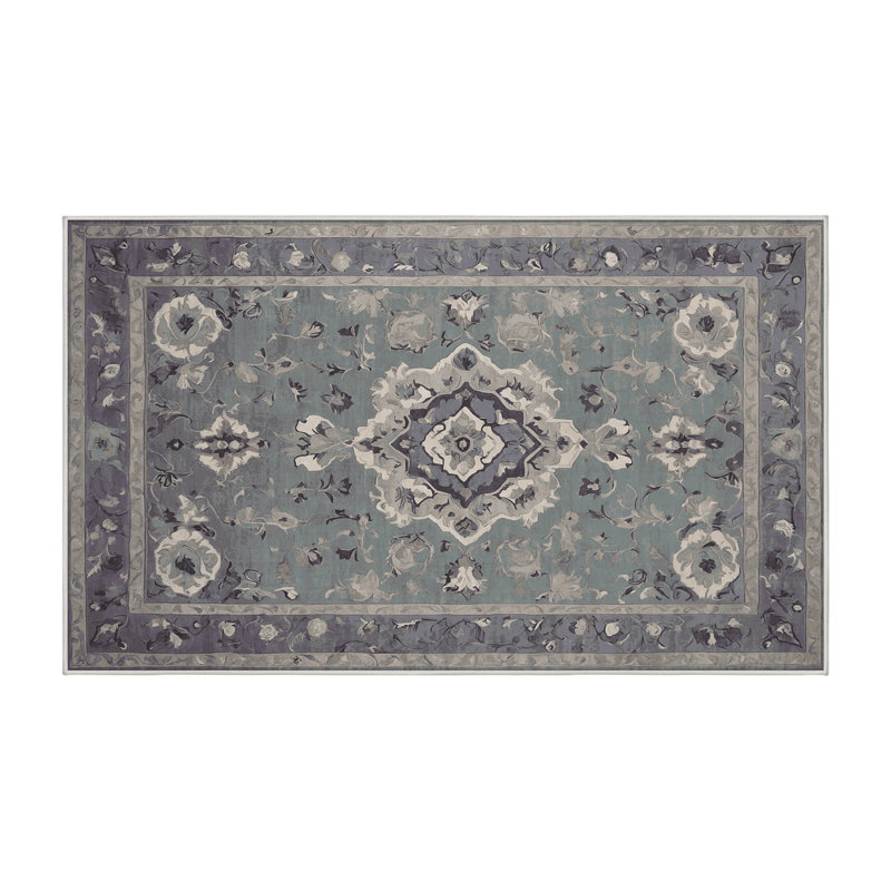 Machine Washable Green Area Rug