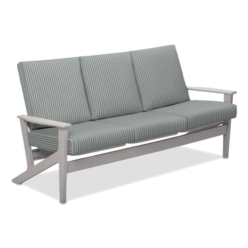 Chrisa 74.5'' Wide Patio Sofa with Cushions, Queensbury, Snow