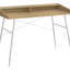 Bureau d'ordinateur, bureau personnel, ordinateur portable, tablettes de rangement, L 48 po, travail, stratifié, métal blanc, contemporain, moderne (bureau)-265189718