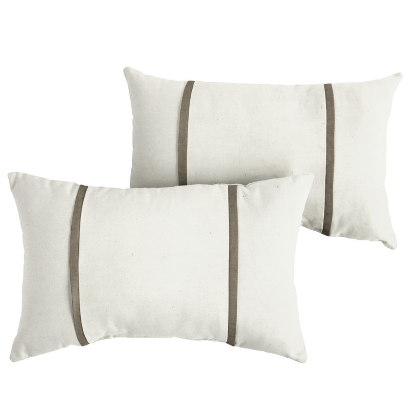 Housse et insert de coussin rectangulaire extérieur Furston, 12 po x 24 po, Blanc / Sable
