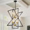 Lustre 8 lumières noir et doré pour hauts plafonds, luminaire suspendu de style campagnard industriel à hauteur réglable pour îlot de cuisine, vestibule, vestibule, salle à manger