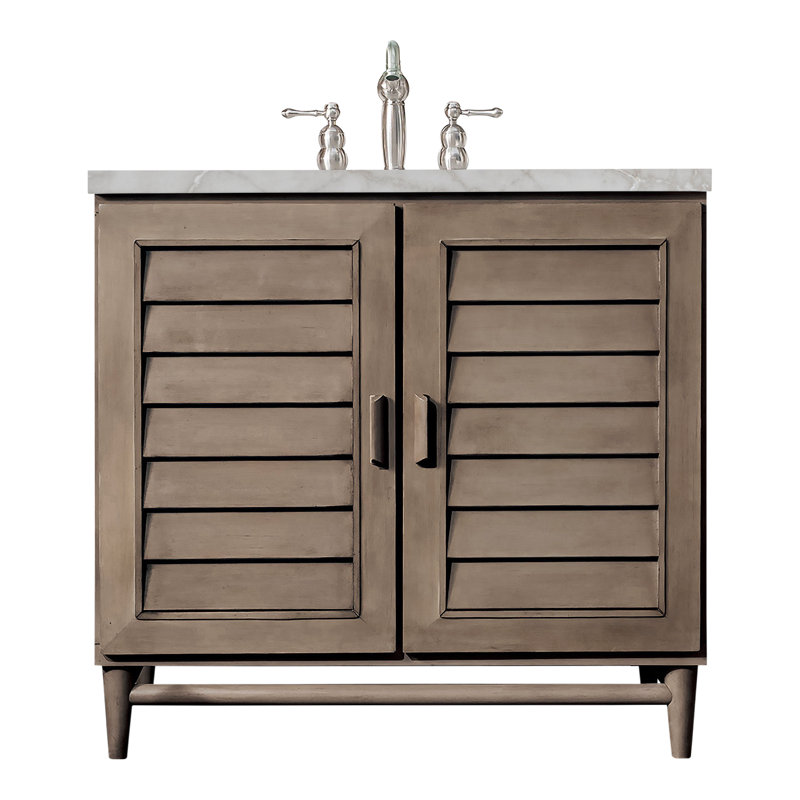Portland 36 in. Single Vanity, Whitewashed Walnut, Victorian Silver, 8" Widespread