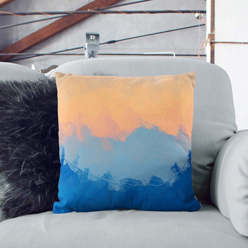 Sunrise over the Mountains Cushion with Filling, Stone, 40cm H x 40cm W x 15cm D