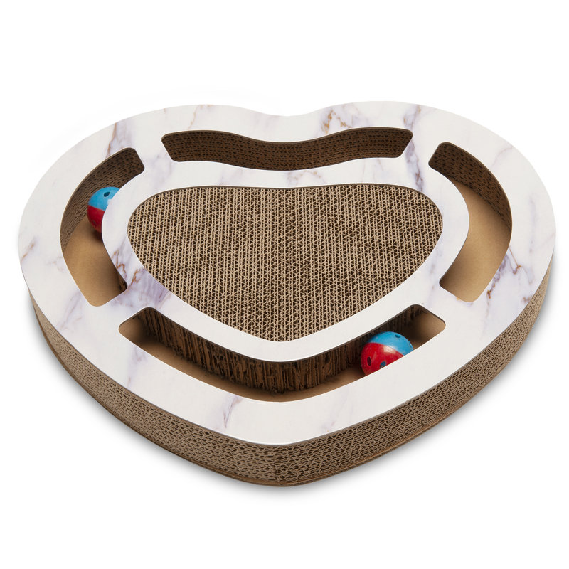 Heart-Shape Busy Box Cat Scratcher Board with Toys
