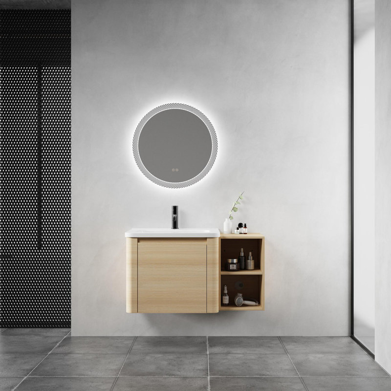 Meuble-lavabo mural avec lavabo en céramique blanche, 36"
