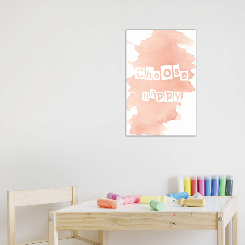 Choisir heureux - impression d'art textuel, Pas de tapis, Toile tendue, H 12 po x l 8 po x P 0,75 po