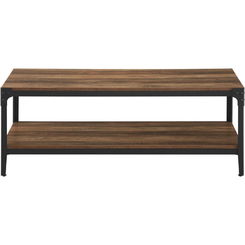 Vanwagenen Four Leg Coffee Table with Storage, Rustic Oak