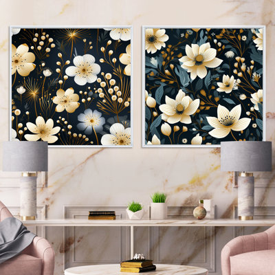 Hetre - Ensemble de 2 collages carrés floraux
