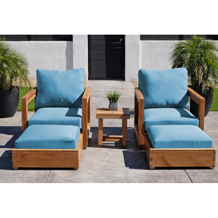 Ensemble de conversation en teck avec coussins Sunbrella 5 pièces Crelake