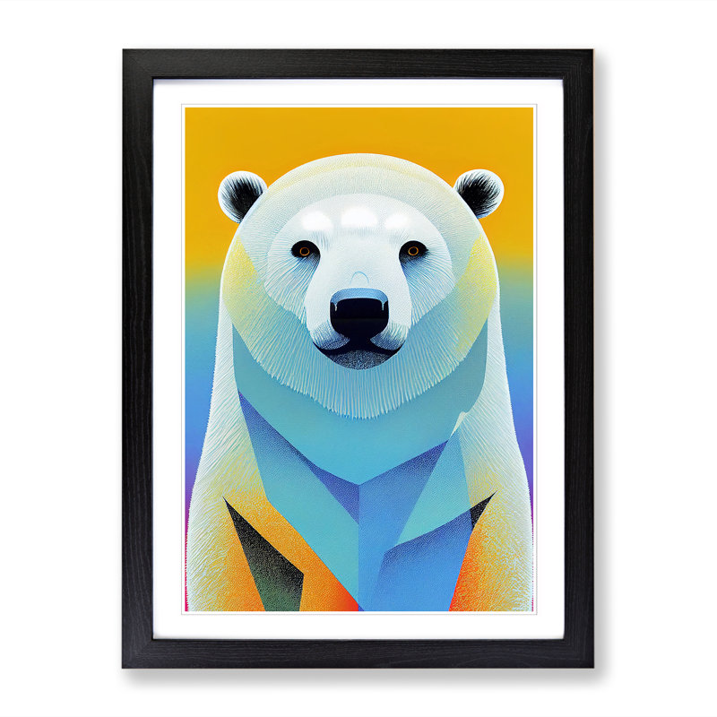 Polar Bear Painting Vol.1 - Picture Frame Print, 46cm H x 34cm W x 2cm D, Oak