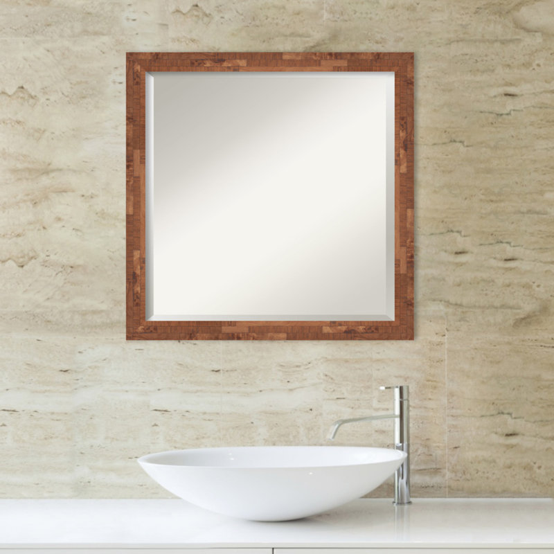 Miroir de salle de bain Kanawha, Brun patiné, 22,5 po x 22,5 po