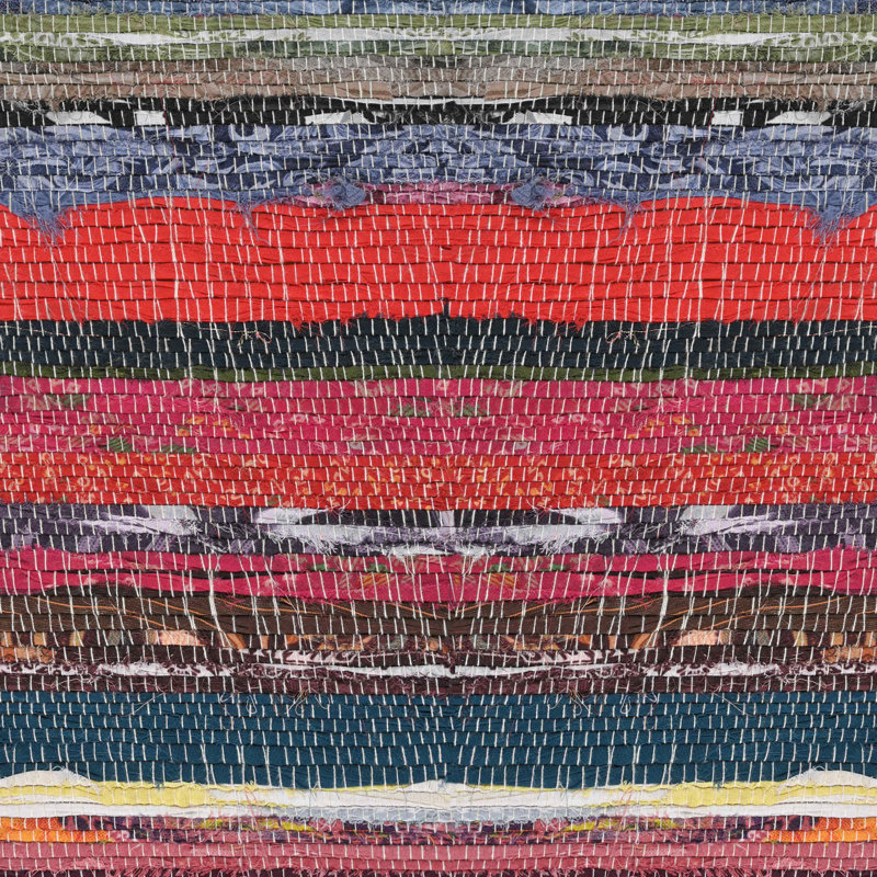 Upholstered Bench, 45cm H x 60cm L x 30cm D, Striped, Multicolour