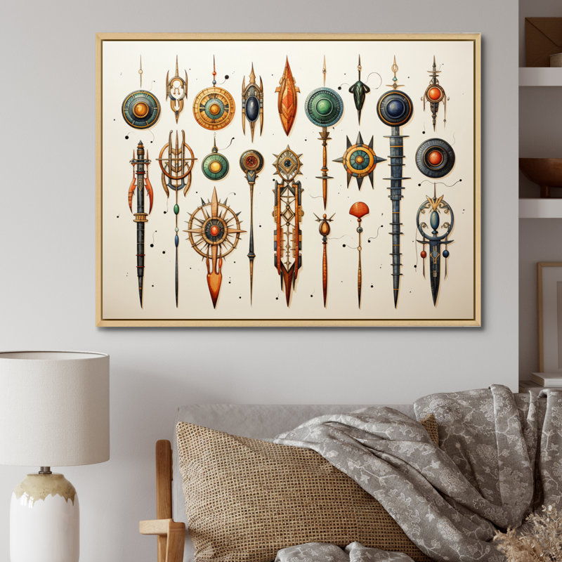 «African Sacred Symbols II» sur toile, Cadre naturel flottant, H 12 po x l 20 po x P 1 po