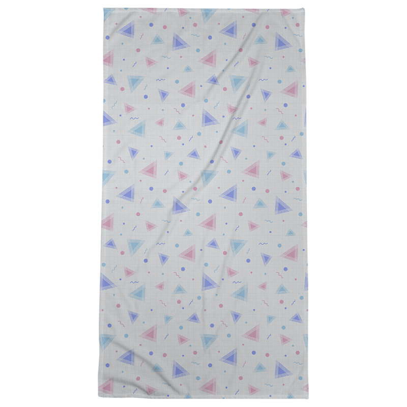 Serviette de bain rétro 90 ' ', Bleu/rose
