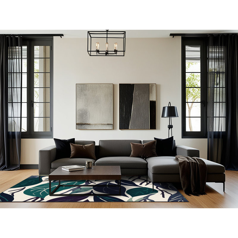 Midnight Bloom Rug, Square 4'