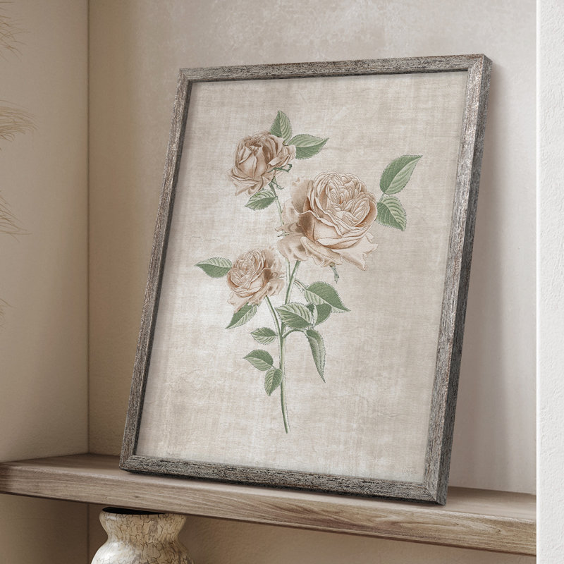 Blush Rose Botanical I, reproduction encadrée - bois massif 49792, H 11 po x l 9 po