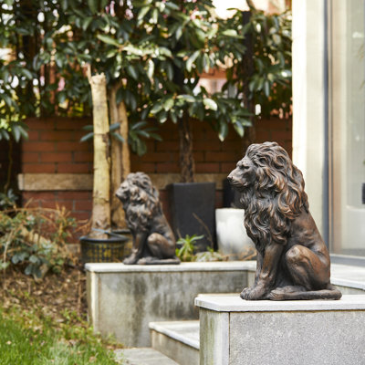 Statue de jardin lion IGO résistante aux intempéries Irizarry