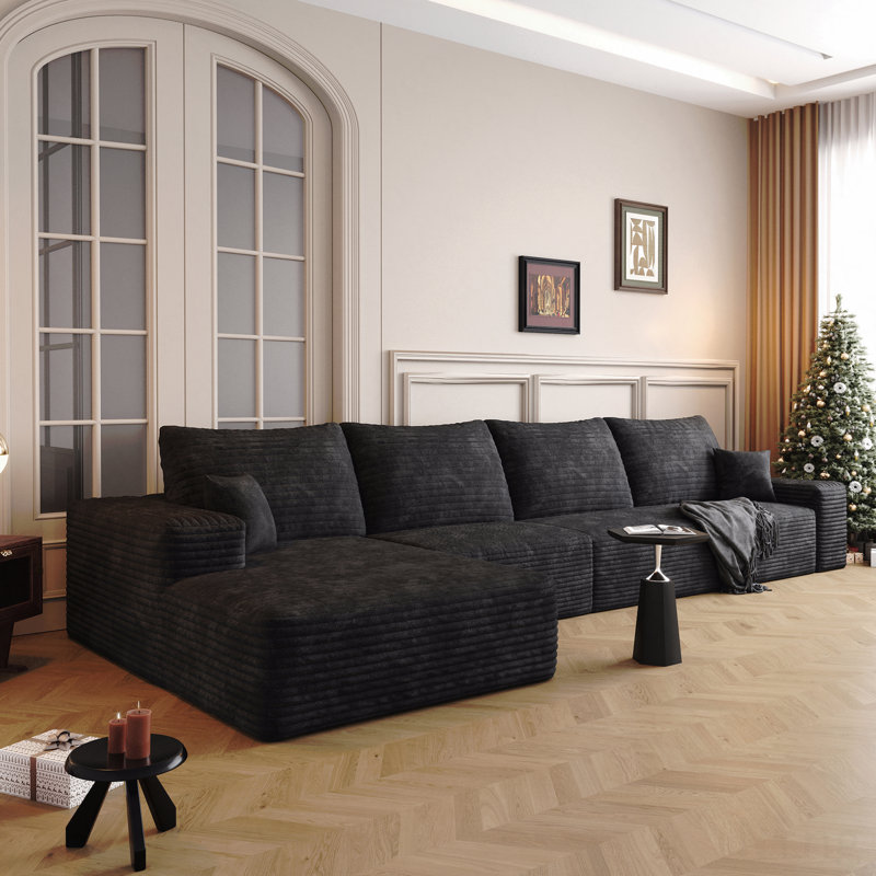 Canapé modulaire en forme de L de 135 po avec méridienne en forme de L, canapé modulaire moderne avec siège profond, fauteuils rembourrés pour la chambre à coucher du salon, aucun assemblage requis