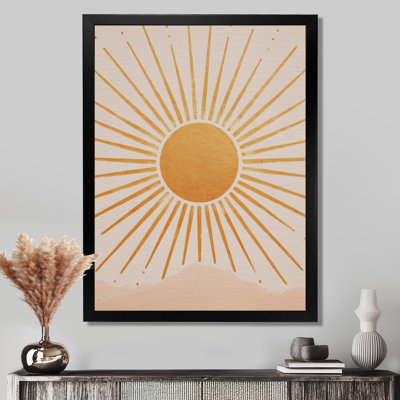 «Mid Century Yellow Sun Print», impression sur toile minimaliste minimaliste jaune