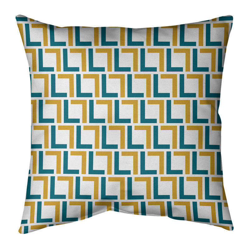 Housse de coussin Jacksonville, Blanc, jaune et vert, 18" x 18", Simili daim