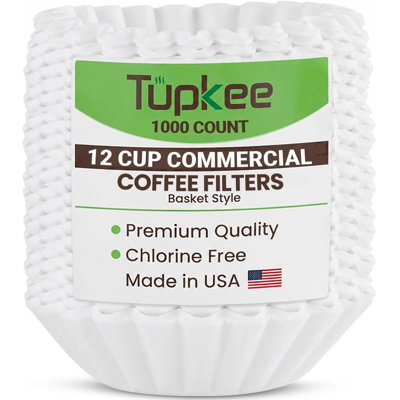 Tupkee Large 12-Cup Coffee Filters - 1000-Count (9.75" x 4.25") Tall Walled