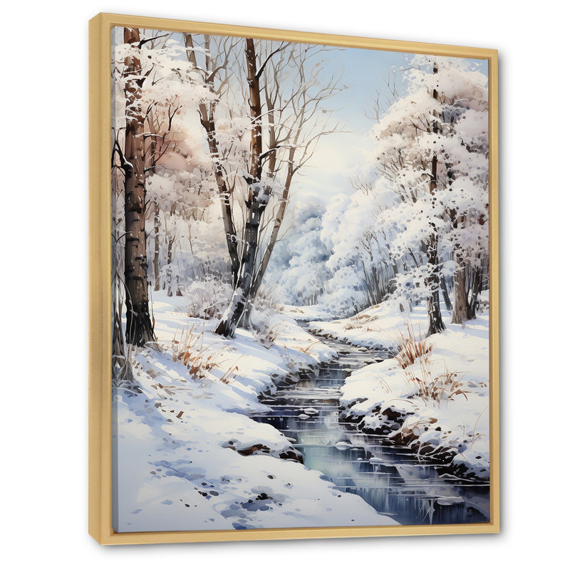Snow Forest Wonderland - Imprimé, H 40 po x l 30 po x P 1,5 po, Cadre naturel flottant