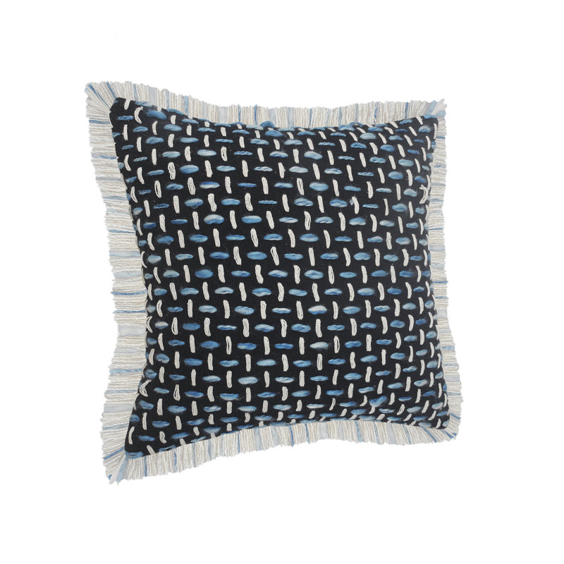 Modern Interwoven Square Throw Pillow Set - Black, Blue, White