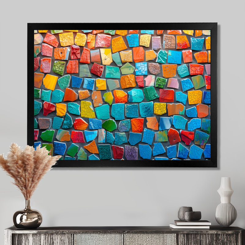 Carreaux de mosaïque colorés, beauté V - Boho, Cadre photo noir simple, H 12 po x l 20 po