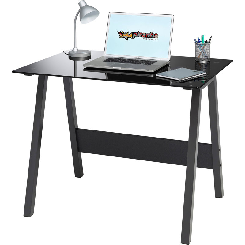 Craycroft Glass Top Metal Base Computer Desk