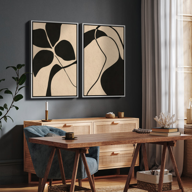 Art mural encadré, rétro, antique, classique pour chambre à coucher - 16 po x 24 po x 2 panneaux, H 24 po x l 16 po, Blanc