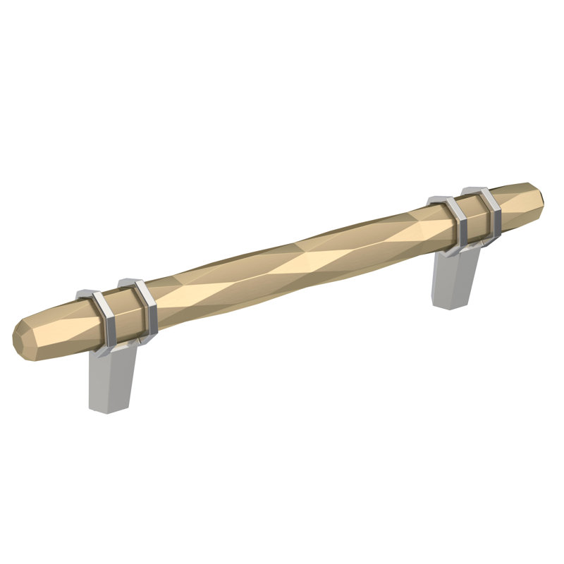 London 6-5/16 inch (160mm) Center-to-Center Golden Champagne/Polished Chrome Cabinet Pull, Golden Champagne/Polished Chrome