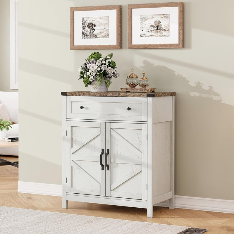 Armoire de rangement pour la cuisine, blanc - Buffet de bar à café avec tiroir pour la cuisine ou le salon