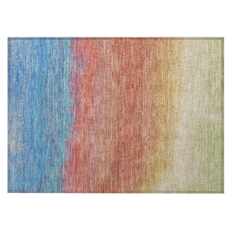 Machine Washable Indoor/Outdoor Xhevrie Coral Rug