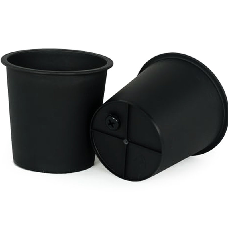 8" Round Garden Pots With Drainage - 5 Nursery Plant Containers. , All-Weather Use. Crack Proof & Fade . Black. For Planting And Storage Plastic Drainage. Construction, Weather Ideal For