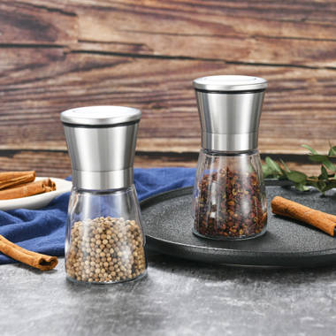 Kamenstein Glass Salt & Pepper Grinder Mill Set, Pre-Filled, 5.2