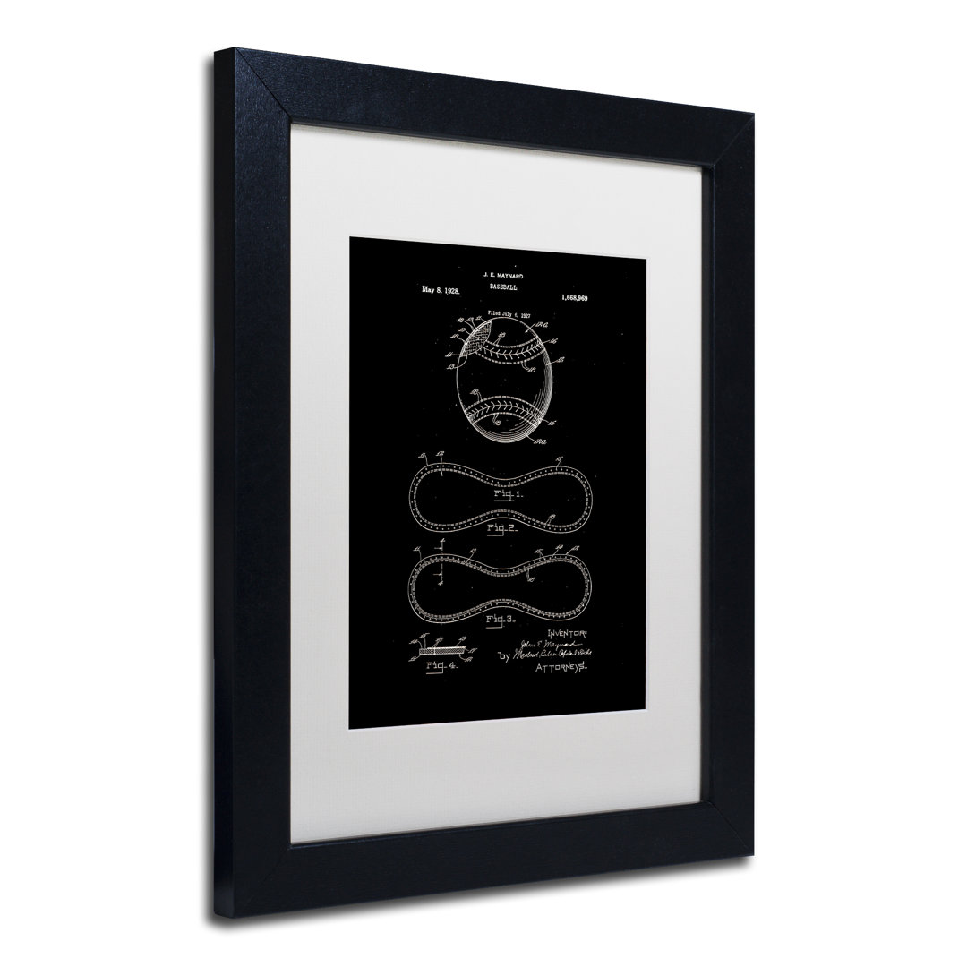 Eyron 'Baseball Patent 1928 Black' Framed Graphic Art Print 17 Stories Frame 