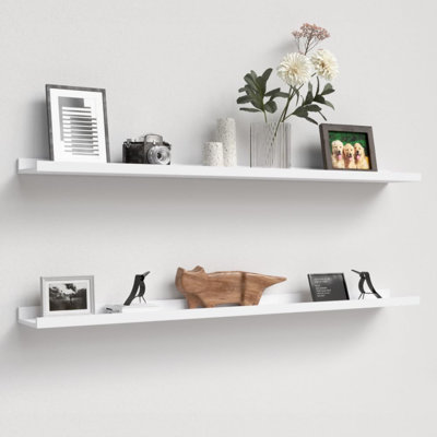 Ensemble de 2 tablettes flottantes longues avec rebord, 48 po, blanc