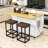 Farmhouse Rolling Kitchen Island with Drop Leaf, Storage Cabinet, Drawers, Power Outlet and 2 Stools-740859531