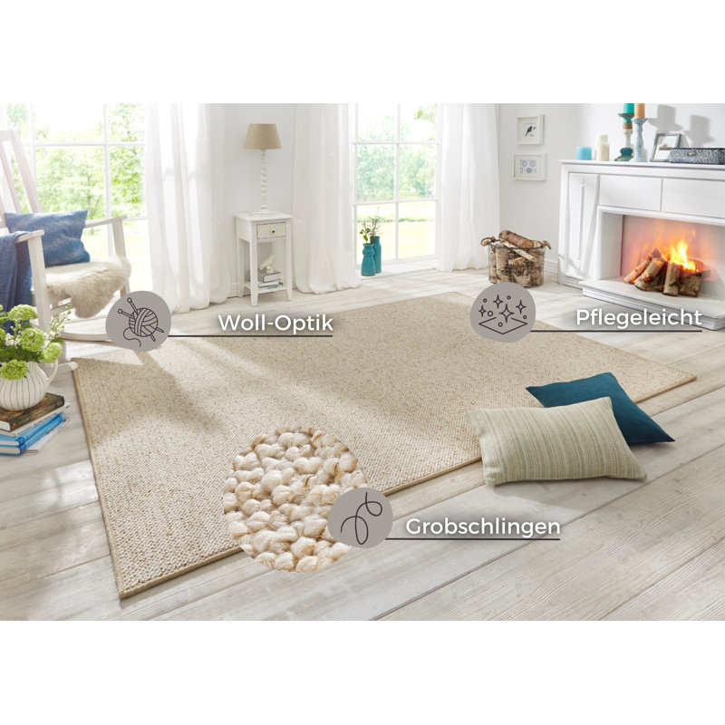 Wolly Tufted Cream Rug, Rectangular 80 x 150cm