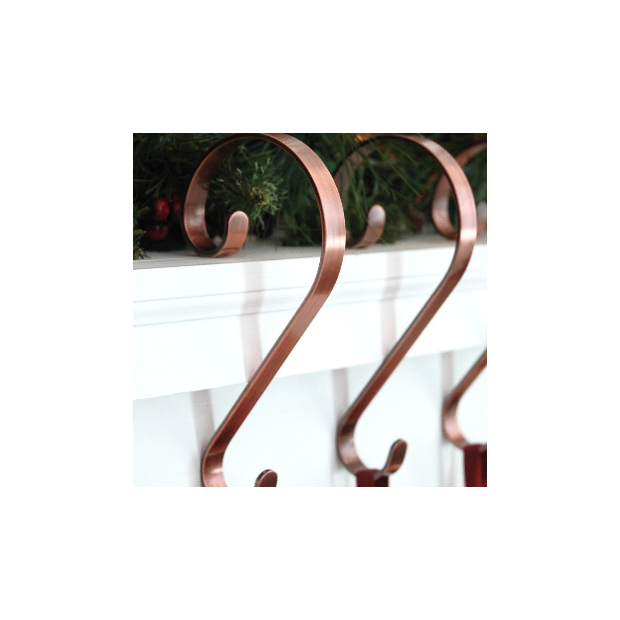 Scrolls Stocking Holder, Brushed copper